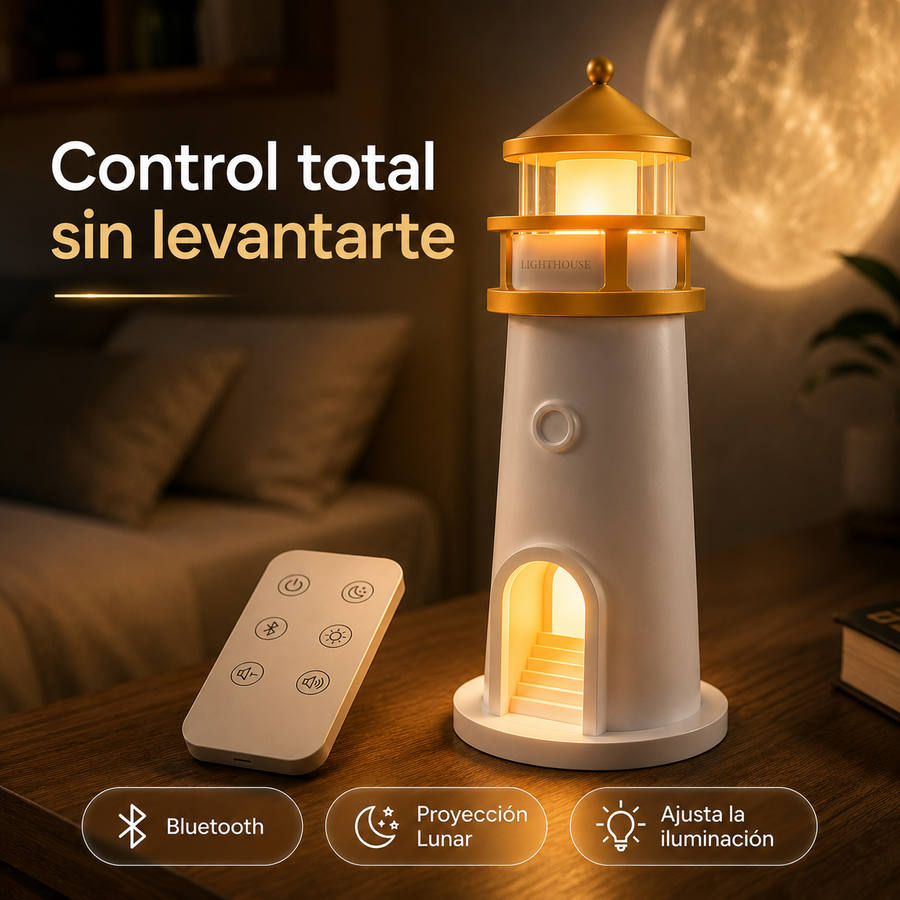 Faro de la Calma — Lámpara Proyector de Luna con Bluetooth