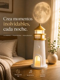 Faro de la Calma — Lámpara Proyector de Luna con Bluetooth